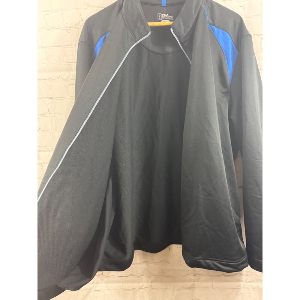 PGA Tour Golf Jacket Mens Size XL Black Blue Trim Full Zip Thick Mock Neck - Picture 4 of 8